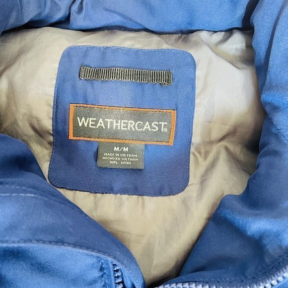 WEATHERCAST MENS POLYESTER FILLED BLUE VEST W/ZIPPER AND POCKETS SIZE M - Picture 2 of 5